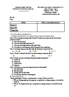 Đề kiểm tra chất lượng học kỳ 1 môn Tin học Lớp 5 - Năm học 2015-2016 - Trường PTDTBT TH Lùng Cải